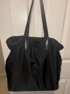 Prada Black Nylon Tote with Leather Straps